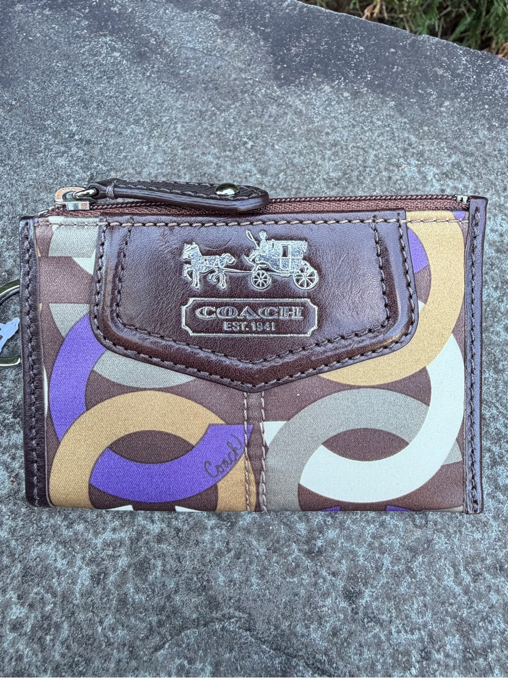 COACH Legacy Op Art Scarf Print Keychain NWT - Picture 2 of 9